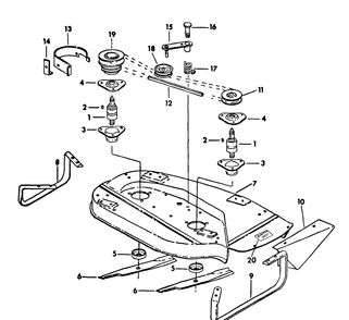 Mower Housing, Drive And Knife Unit (Side Discharge) Diagram and Parts List for CADET85 (86-0340023U-0340025U-0340026U-0340029U-0340030U-0340032U-0340033U)(1975 & Since) Cub Cadet Lawn Tractor